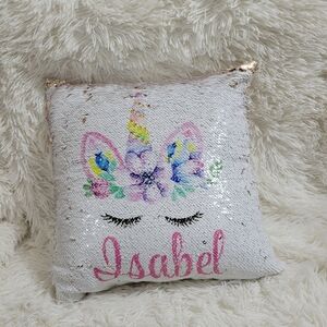 Unicorn mermaid sequin "Isabel" square pillow